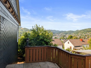 Traumhafte Aussicht inklusive: Attraktives Einfamilienhaus mit Einliegerwohnung & idyllischem Garten - Ausblick Terrasse EG - Werz Immobilien (25160)