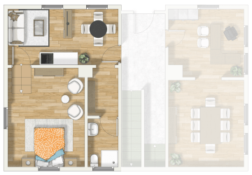 Wohnen im Denkmal: hochwertige, frisch sanierte 2-Zimmer-Wohnung mit Top-Ausstattung - Wohnung EG links (29403)