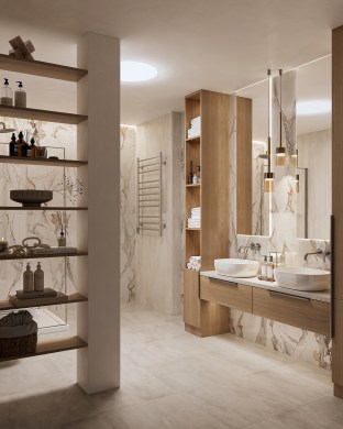 Moderne A+ Eigentumswohnung – Erstbezug nach Sanierung - Badezimmer Musterwohnung - Werz Immobilien (30592)